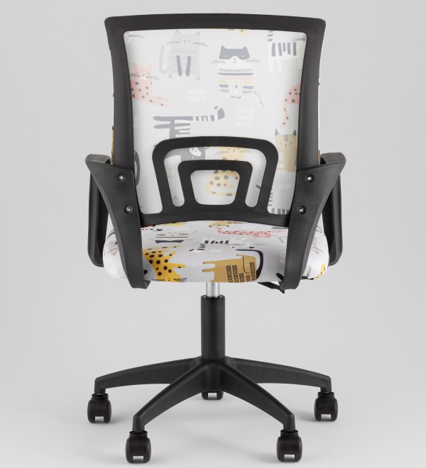 Кресло офисное TopChairs Simple SN Junior принт Blue Cats пластик черный