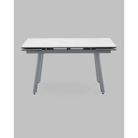 Стол Тайл 140-200/85/75 столешница Snow white подстолье металл серый