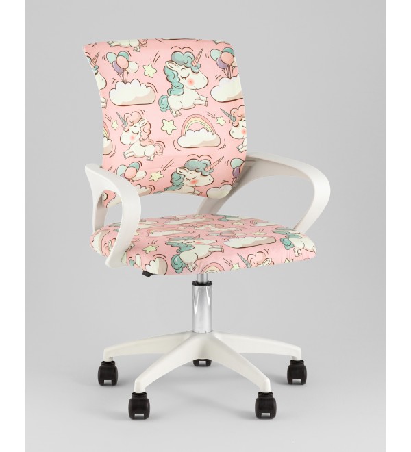 Кресло офисное TopChairs Simple SN Junior принт Unicorns пластик белый