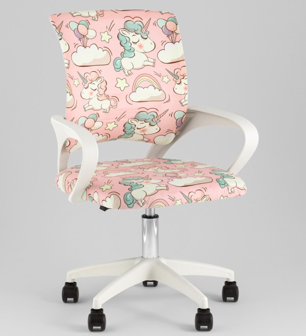 Кресло офисное TopChairs Simple SN Junior принт Unicorns пластик белый