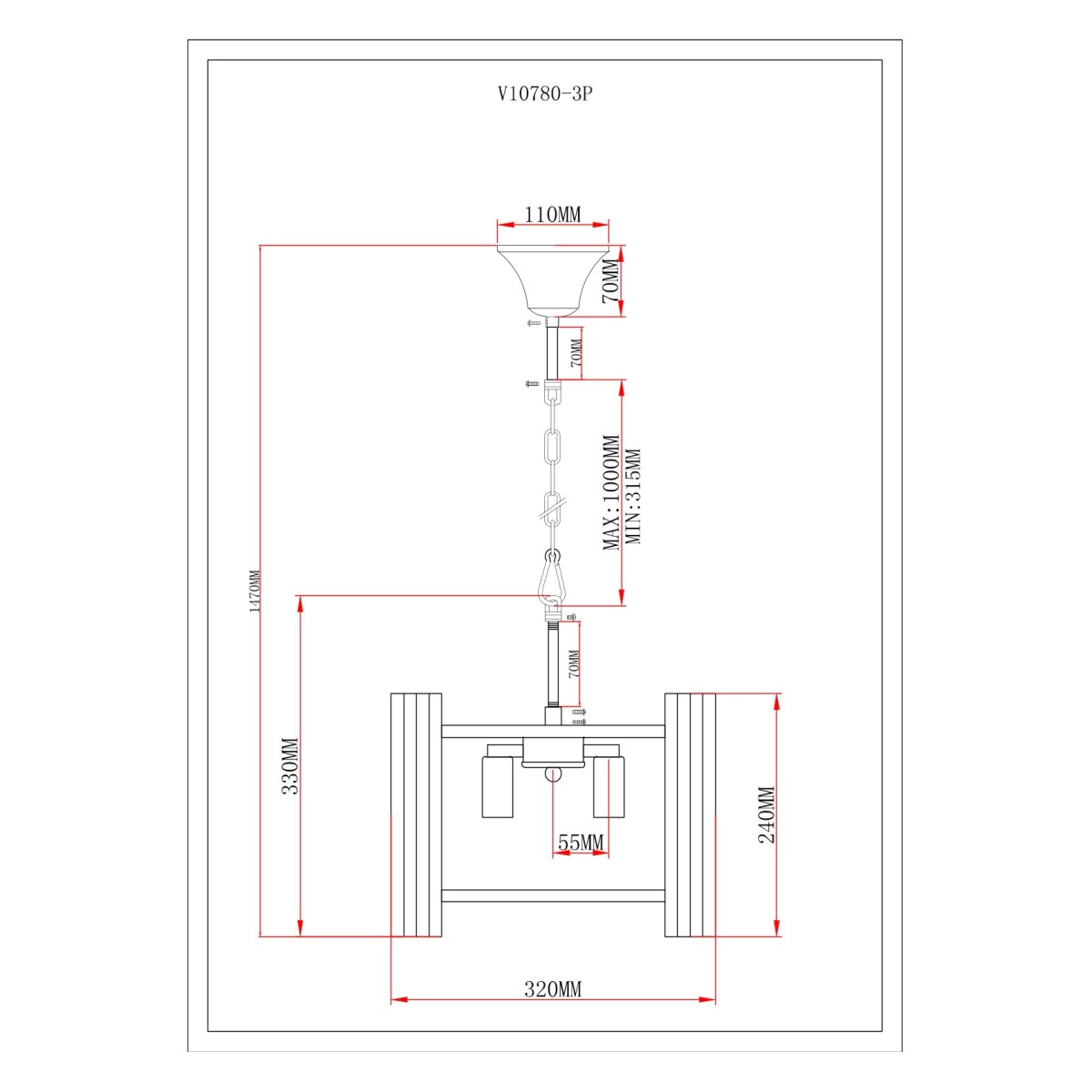 Светильник подвесной Moderli V10780-3P Monte