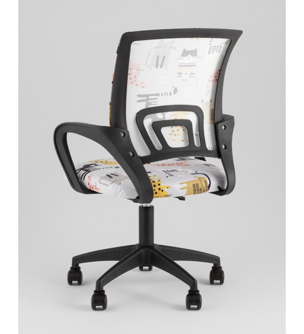 Кресло офисное TopChairs Simple SN Junior принт Blue Cats пластик черный