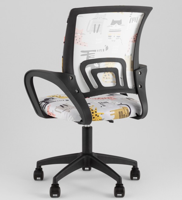 Кресло офисное TopChairs Simple SN Junior принт Blue Cats пластик черный