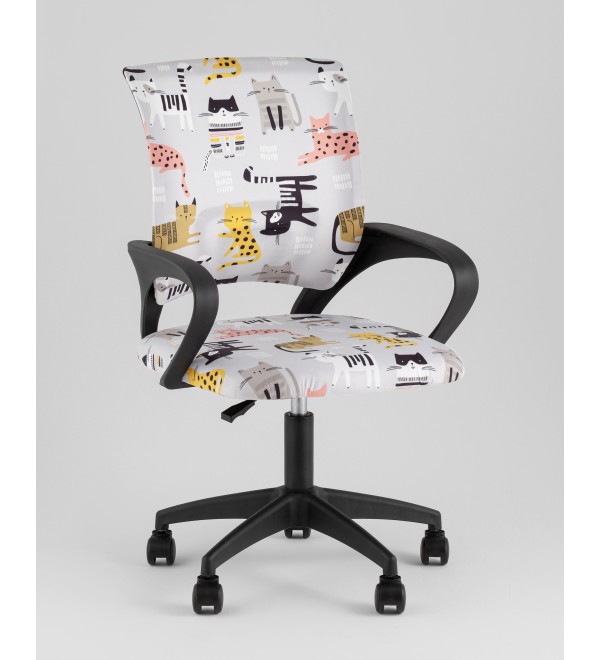 Кресло офисное TopChairs Simple SN Junior принт Blue Cats пластик черный