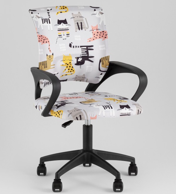 Кресло офисное TopChairs Simple SN Junior принт Blue Cats пластик черный