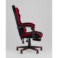 Кресло спортивное TopChairs Prophet с оттоманкой ткань черно-красный