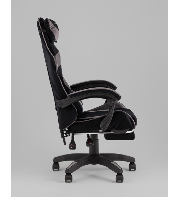 Кресло спортивное TopChairs MG-7019 велюр черно-серый