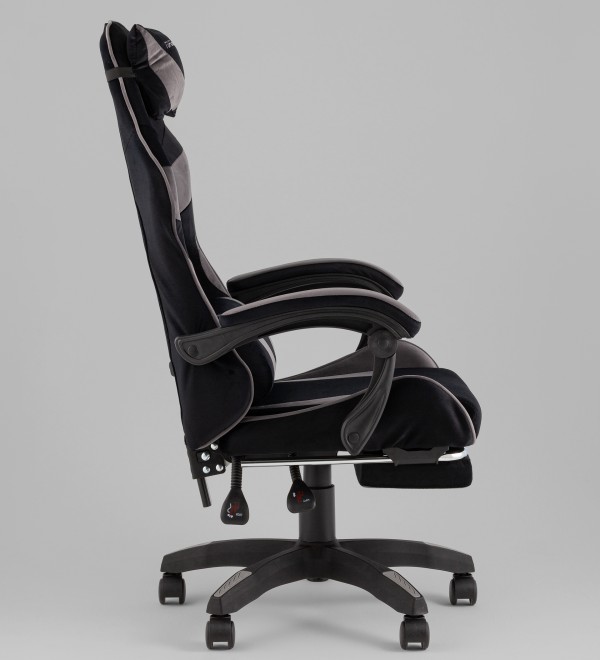 Кресло спортивное TopChairs MG-7019 велюр черно-серый