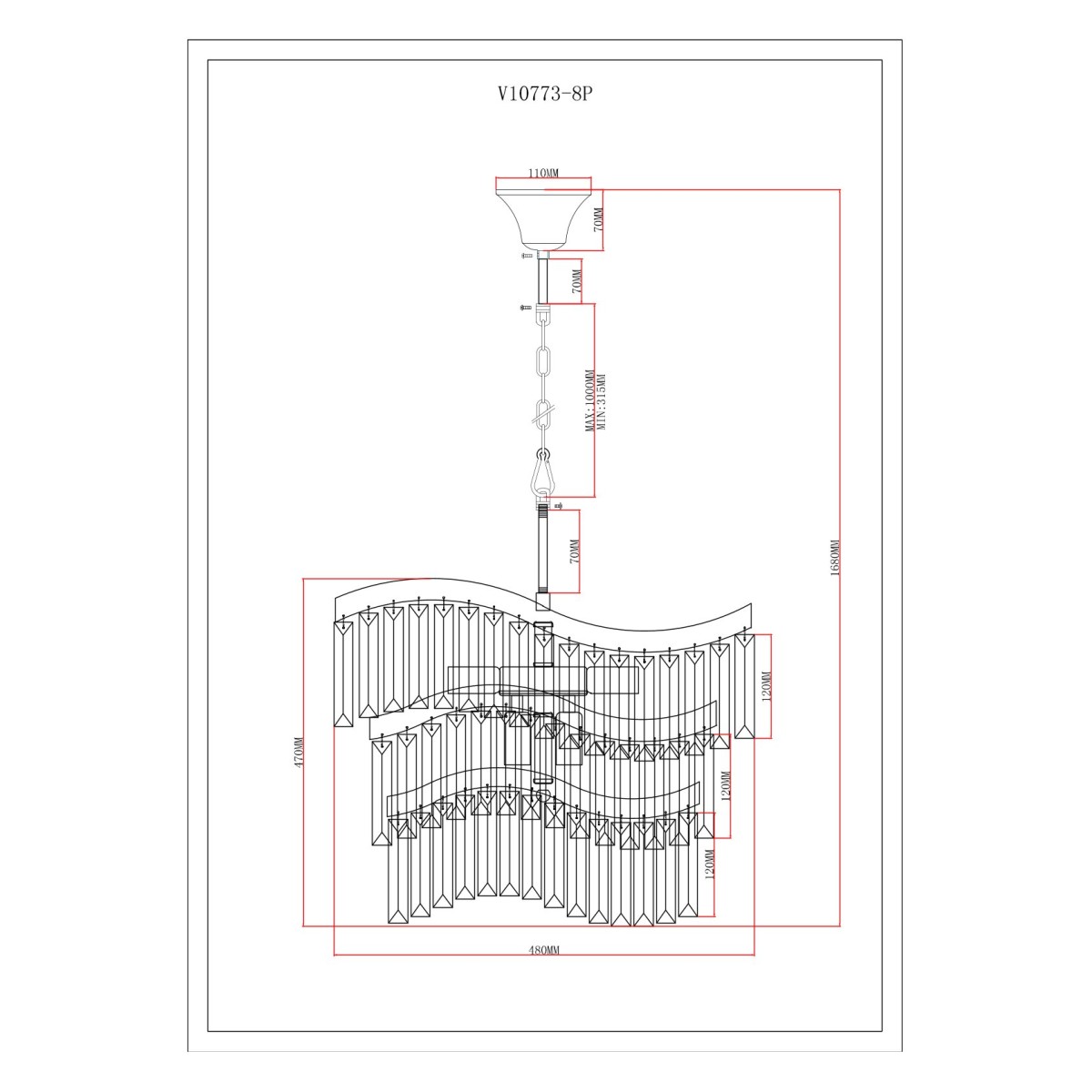 Люстра подвесная Moderli V10773-8P Wave