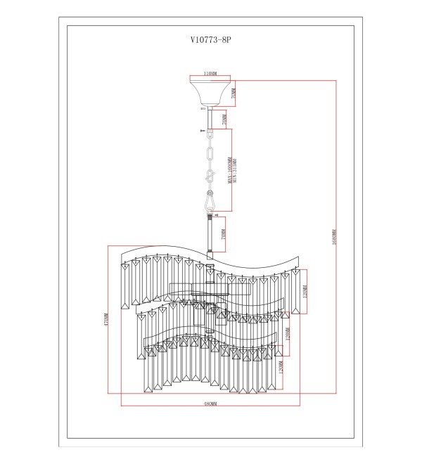 Люстра подвесная Moderli V10773-8P Wave