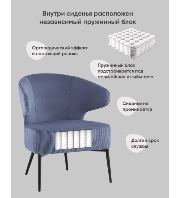 Кресло лаунж Royal Stripes велюр синий