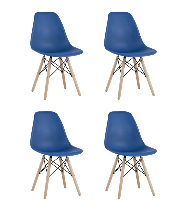 Стул Eames Style DSW синий x4 (разборный каркас)