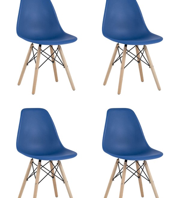 Стул Eames Style DSW синий x4 (разборный каркас)
