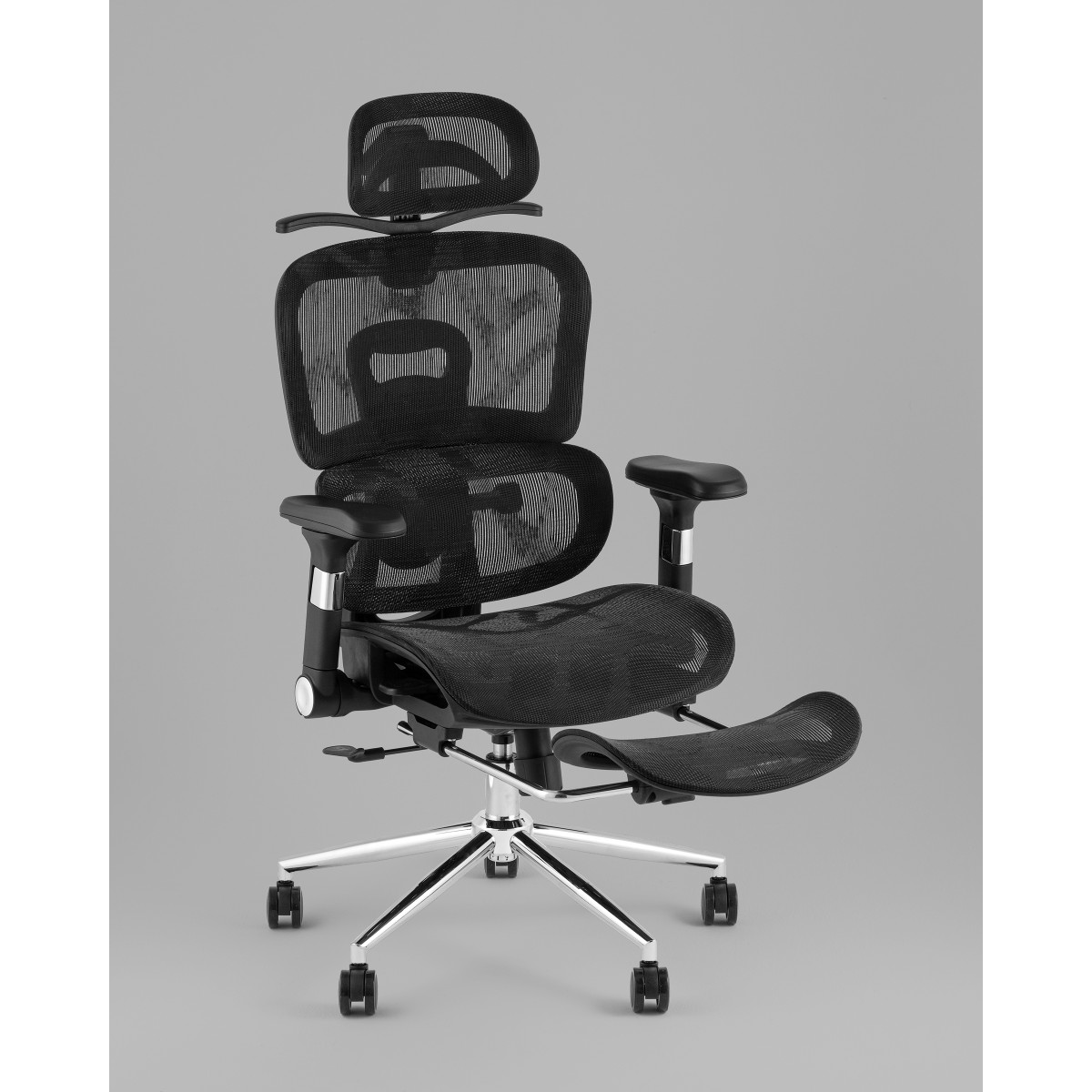 Кресло офисное TopChairs Stich с оттоманкой, черный