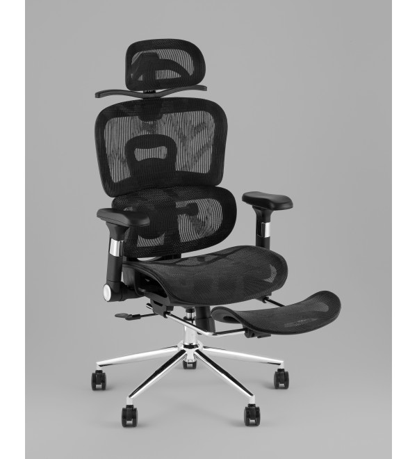 Кресло офисное TopChairs Stich с оттоманкой, черный