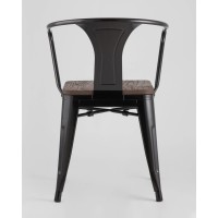Стул TOLIX ARM WOOD с подлокотниками черный