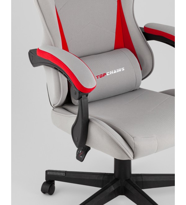 Кресло спортивное TopChairs Phantom ткань серо-красный