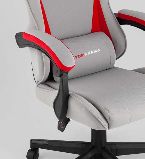 Кресло спортивное TopChairs Phantom ткань серо-красный