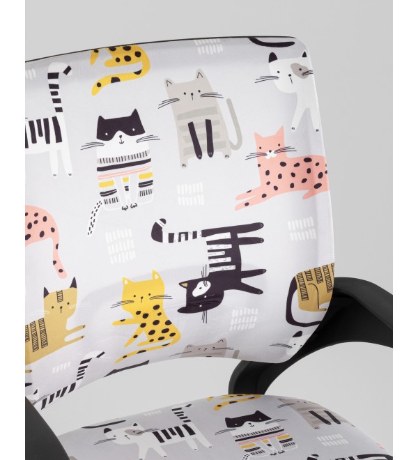 Кресло офисное TopChairs Simple SN Junior принт Blue Cats пластик черный