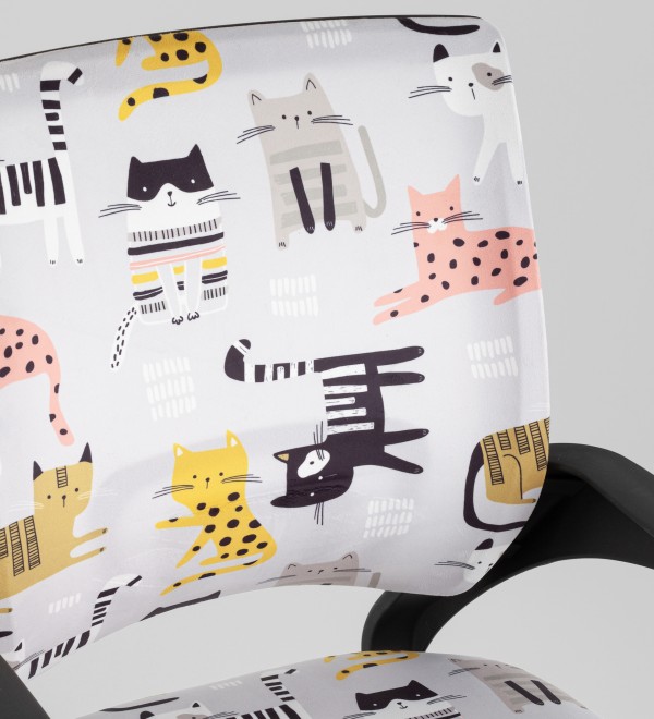 Кресло офисное TopChairs Simple SN Junior принт Blue Cats пластик черный