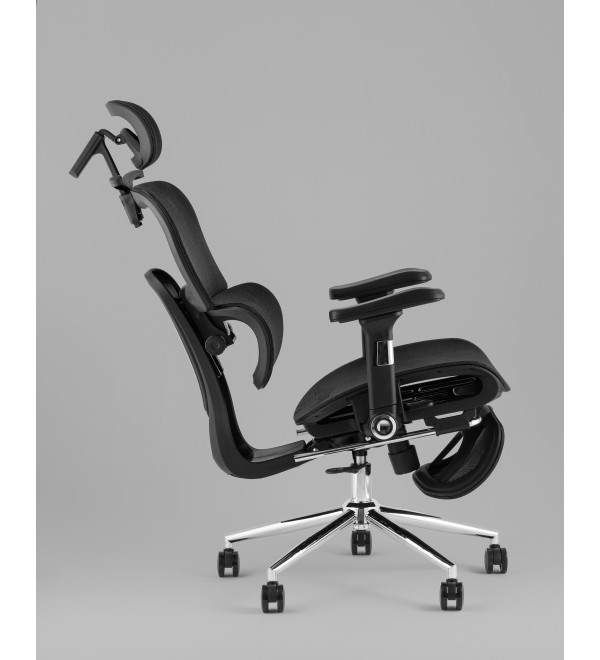 Кресло офисное TopChairs Stich с оттоманкой, черный