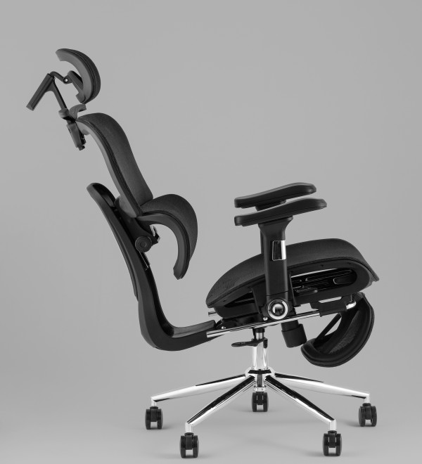 Кресло офисное TopChairs Stich с оттоманкой, черный