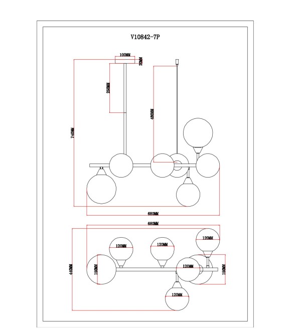 Светильник подвесной Moderli V10842-7P Molecule