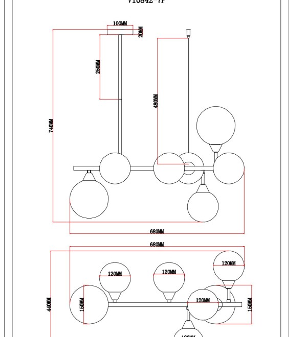 Светильник подвесной Moderli V10842-7P Molecule