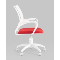 Кресло офисное Topchairs ST-BASIC-W спинка белая сетка сиденье красная ткань крестовина белый пластик