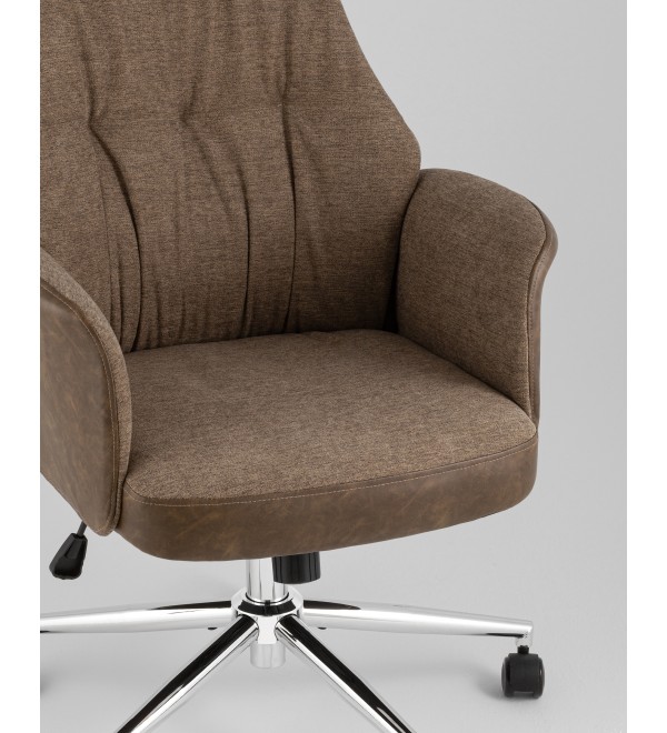 Кресло офисное TopChairs Neoma коричневый экокожа ткань