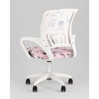 Кресло офисное TopChairs Simple SN Junior принт Pink Cats пластик белый