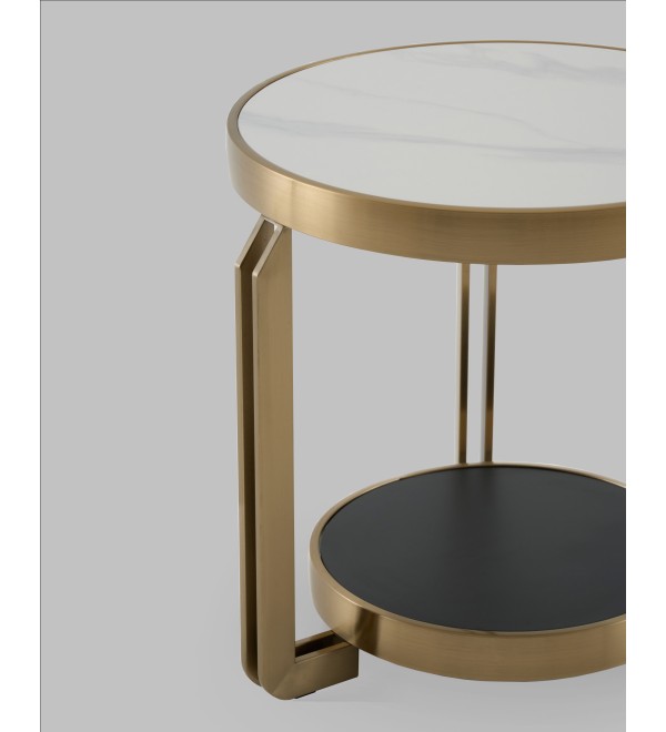 Журнальный столик Калисто 55*55 см светлая и темная керамика