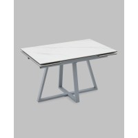 Стол Керас 120-180/80/75 столешница МДФ16/керамика Snow white подстолье металл серый