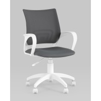 Кресло офисное Topchairs ST-BASIC-W серая ткань крестовина белый пластик