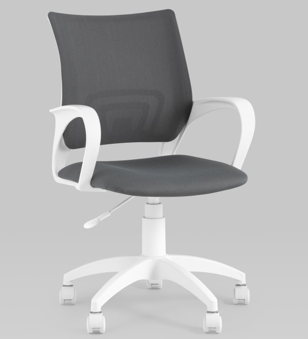 Кресло офисное Topchairs ST-BASIC-W серая ткань крестовина белый пластик