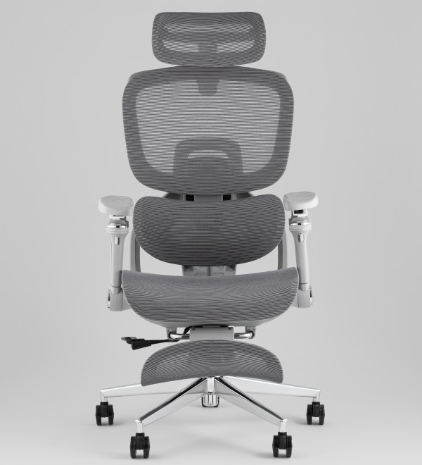 Кресло офисное TopChairs Prodigy с оттоманкой серый