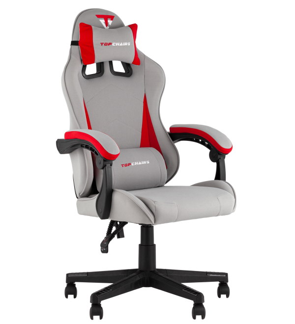 Кресло спортивное TopChairs Phantom ткань серо-красный