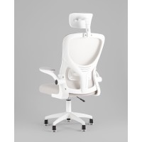 Кресло офисное TopChairs Core серый с подголовником пластик белый