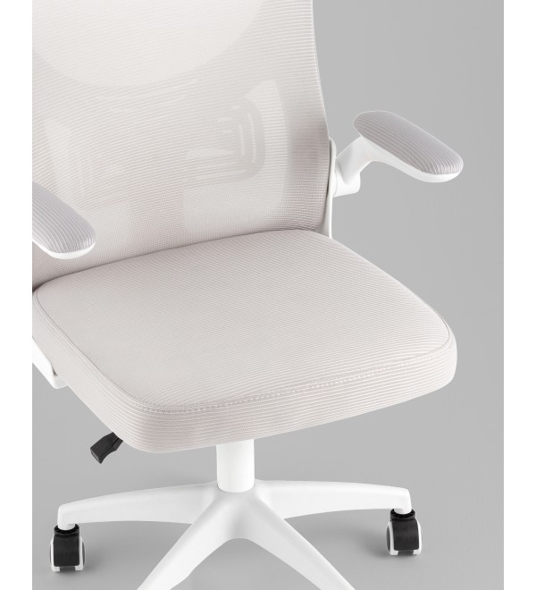 Кресло офисное TopChairs Core серый с подголовником пластик белый