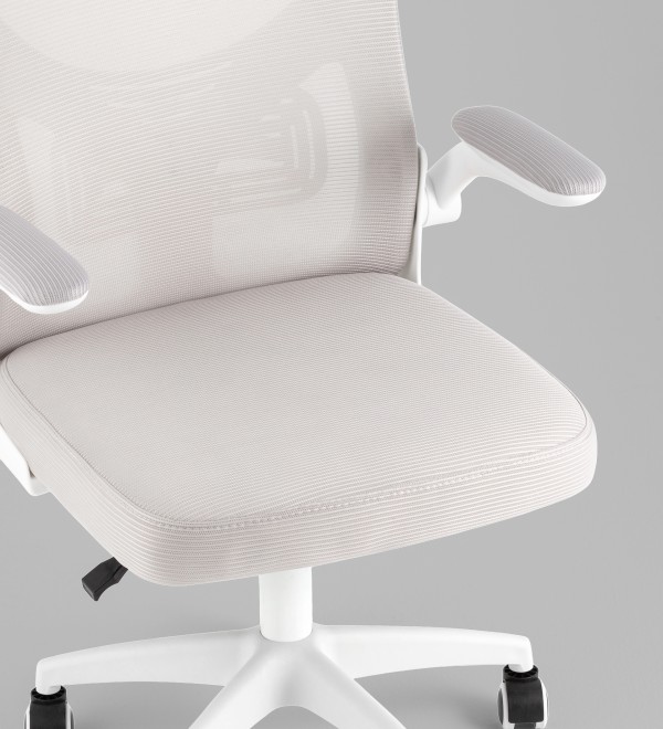 Кресло офисное TopChairs Core серый с подголовником пластик белый