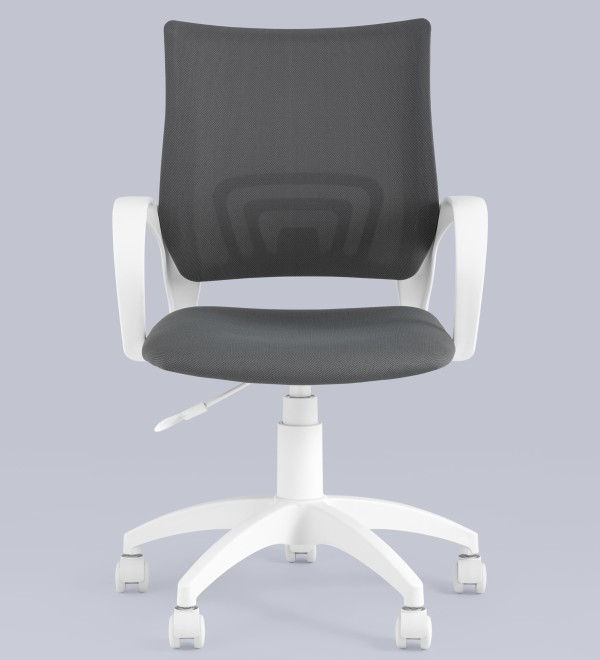 Кресло офисное Topchairs ST-BASIC-W серая ткань крестовина белый пластик