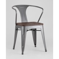 Стул TOLIX ARM WOOD с подлокотниками серебристый