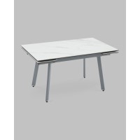 Стол Тайл 140-200/85/75 столешница Snow white подстолье металл серый