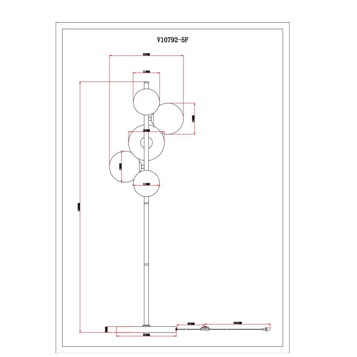 Торшер Moderli V10792-5F Renny