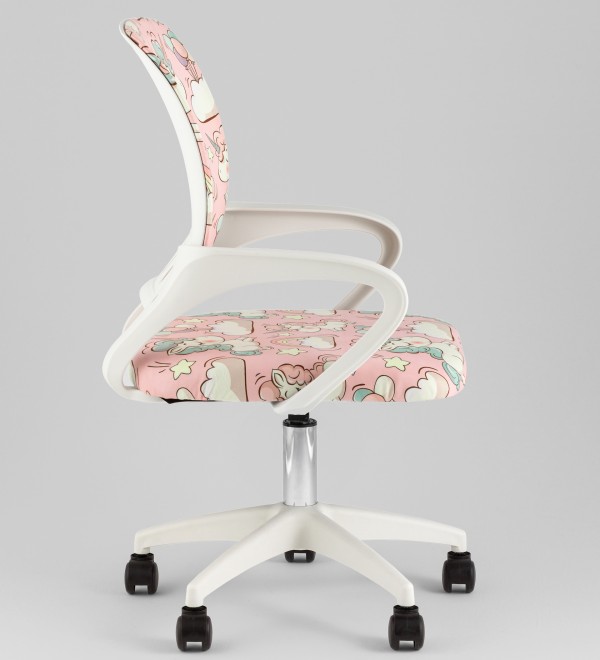 Кресло офисное TopChairs Simple SN Junior принт Unicorns пластик белый