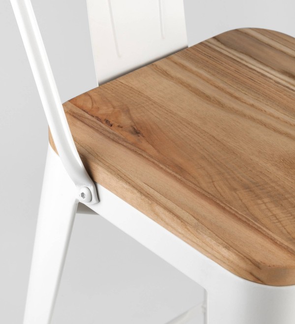 Стул полубарный TOLIX WOOD со спинкой белый глянцевый
