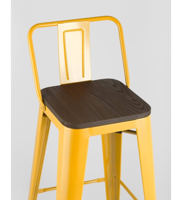 Стул барный TOLIX WOOD со спинкой желтый