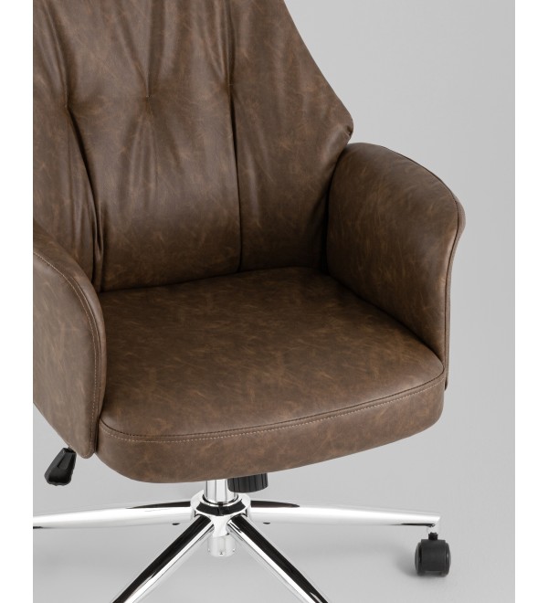 Кресло офисное TopChairs Neoma коричневый экокожа
