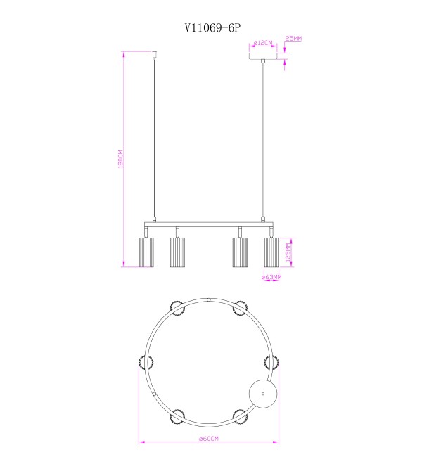 Люстра подвесная Moderli V11604-6P Cora