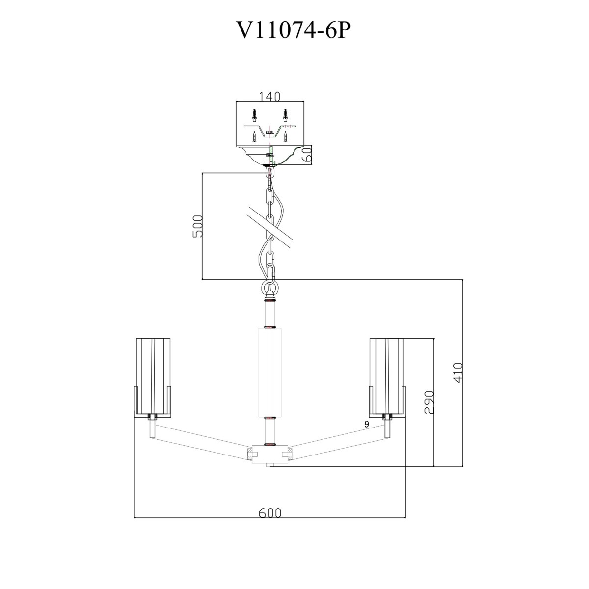 Люстра подвесная Moderli V11074-6P Brass